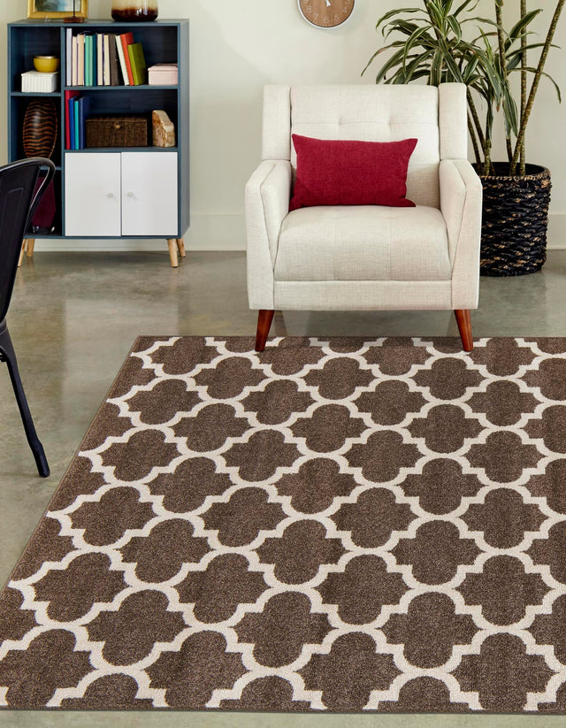 Brown 9' x 12' Trellis Rectangle Area Rug