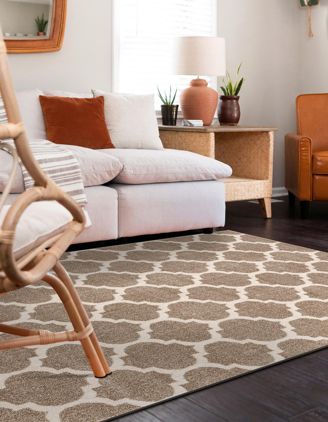 Light Brown 9' x 12' Trellis Rectangle Area Rug
