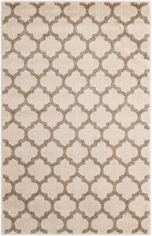 Beige and Light Brown 3' 1 x 5' 3 Trellis Rectangle Area Rug