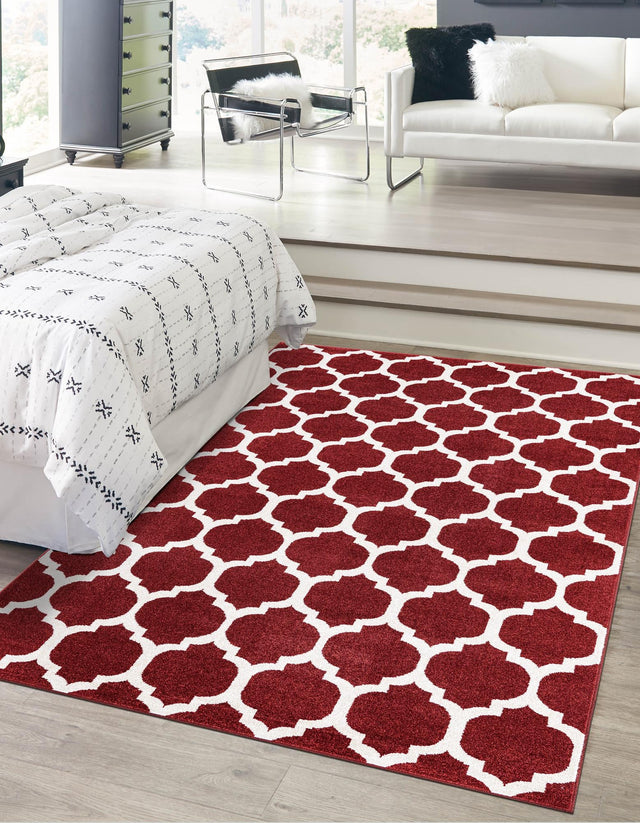 Dark Terracotta 5' 3 x 8' Trellis Rectangle Area Rug