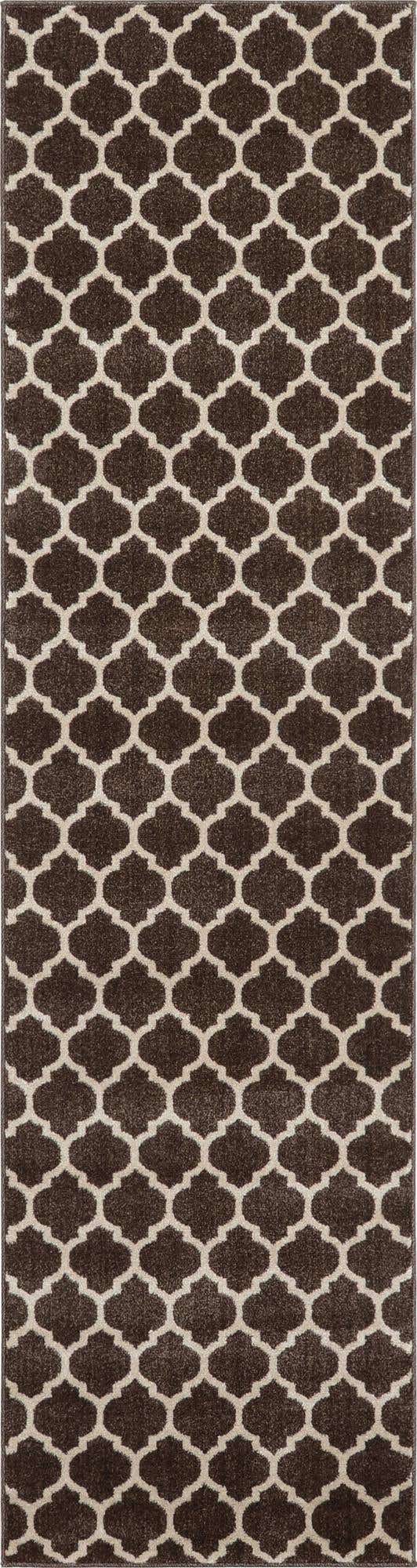 Chocolate Brown 2' 7 x 10' Trellis Runner Area Rug