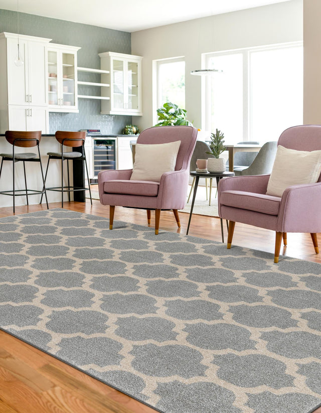Light Gray 10' x 14' 1 Trellis Rectangle Area Rug