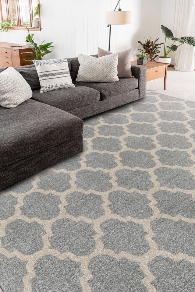Light Gray 9' x 12' Trellis Rectangle Area Rug