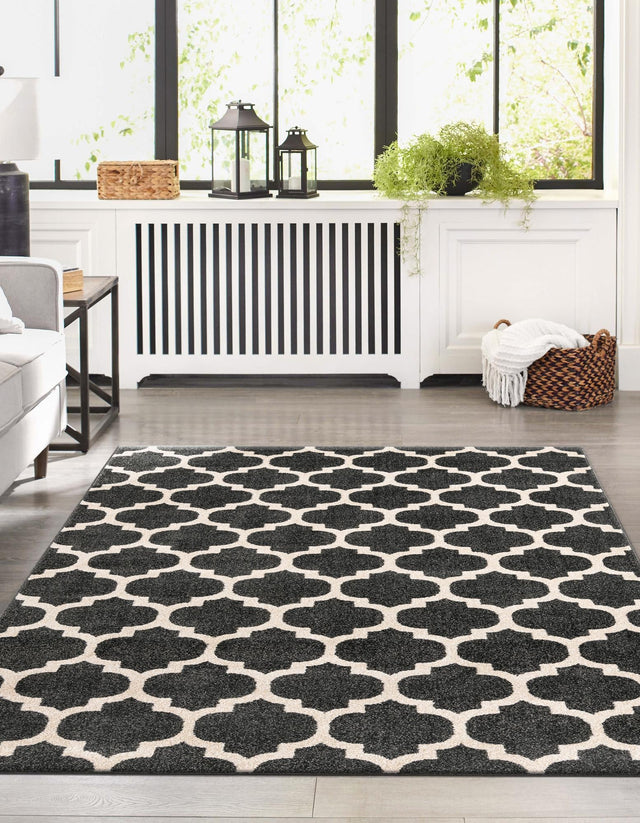 Black 10' 6 x 16' 5 Trellis Rectangle Area Rug