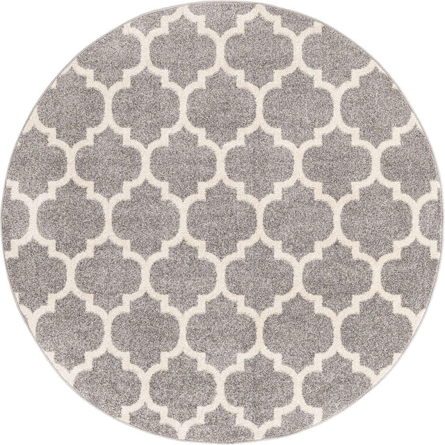 Dark Gray 6' 1 x 6' 1 Trellis Round Area Rug