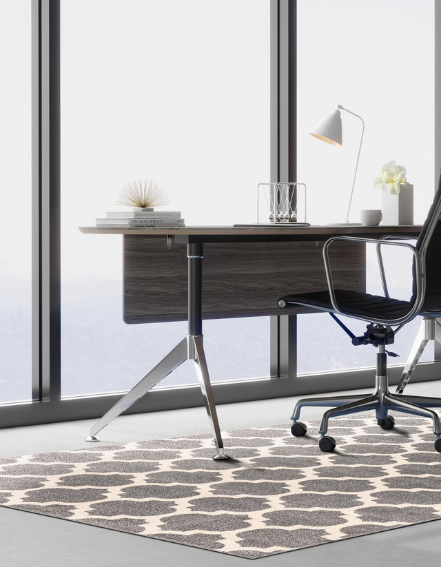 Dark Gray 6' 1 x 9' Trellis Rectangle Area Rug