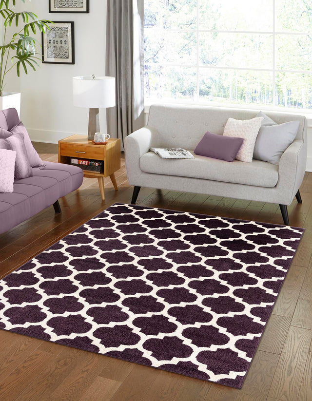 Purple 6' 1 x 9' Trellis Rectangle Area Rug