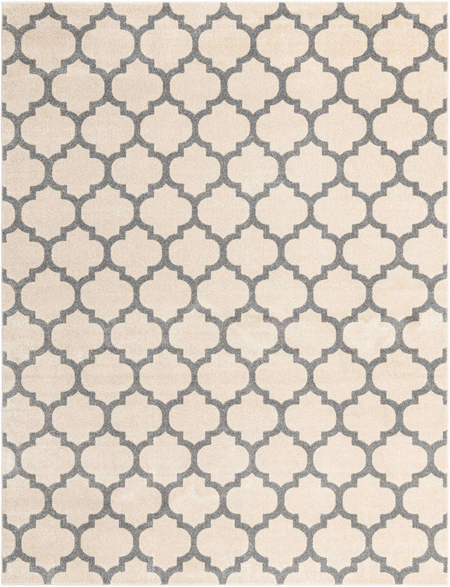 Beige and Gray 9' x 12' Trellis Rectangle Area Rug