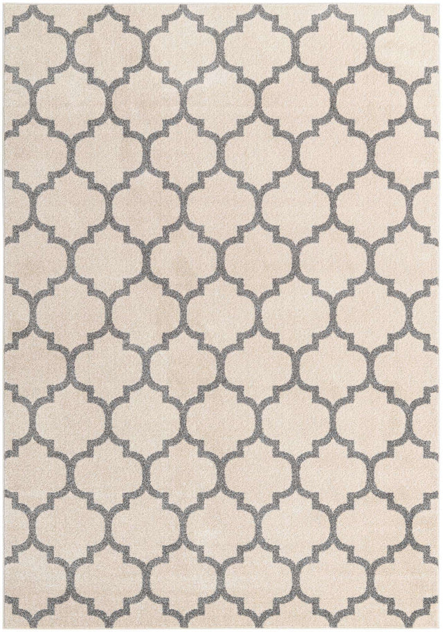 Beige and Gray 7' 1 x 10' Trellis Rectangle Area Rug