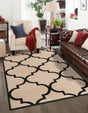 Beige and Black 5' 1 x 8' Trellis Rectangle Rug