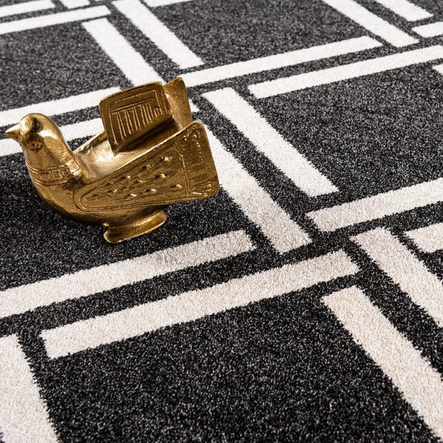 Black 9' x 12' Trellis Rectangle Area Rug