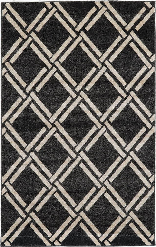 Black 5' 1 x 8' Trellis Rectangle Area Rug