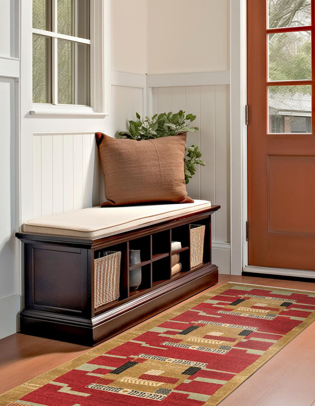 Rust Red 2' 7 x 10' Fars Runner Area Rug 100% Polypropylene Unique Traditional Carpet for Classical Living, Dining Room & Office Spaces for Sale at Rug Engine