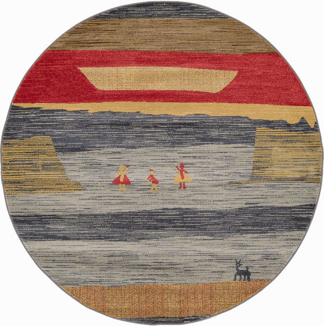 Blue 6' 1 x 6' 1 Fars Round Area Rug 100% Polypropylene Unique Traditional Carpet for Classical Living, Dining Room & Office Spaces for Sale at Rug Engine