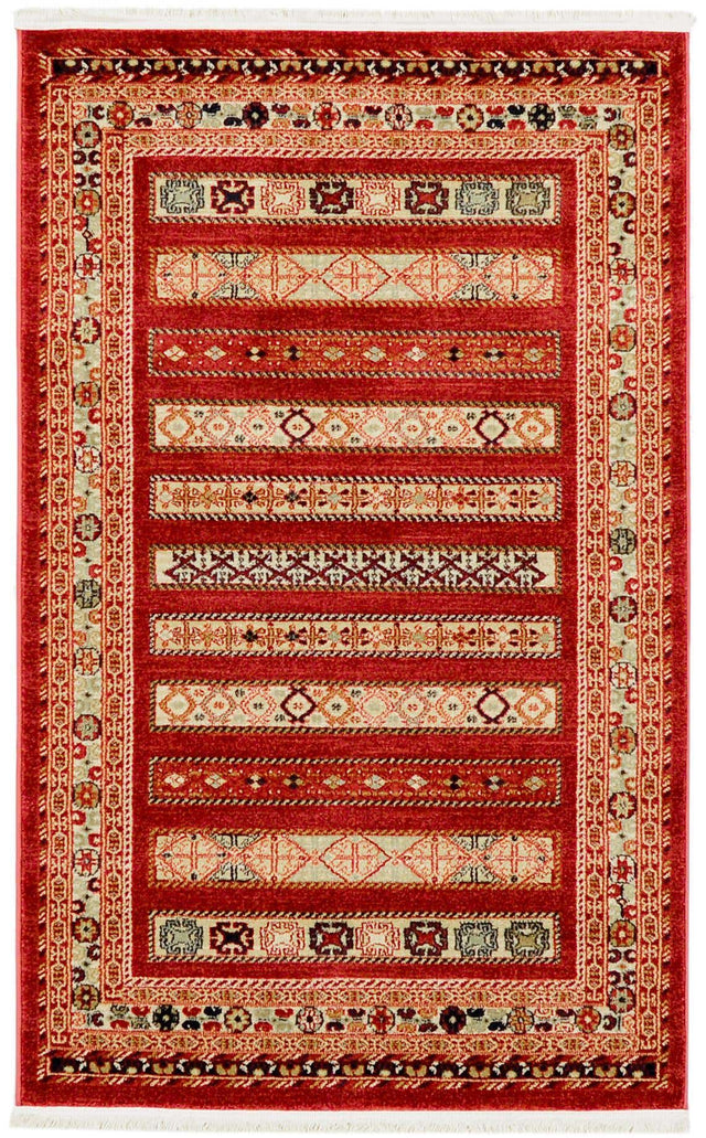 Rust Red 3' 1 x 5' 3 Fars Rectangle Area Rug 100% Polypropylene Unique Traditional Carpet for Classical Living, Dining Room & Office Spaces for Sale at Rug Engine