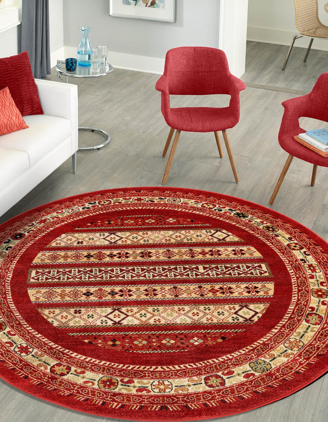 Rust Red 12' 2 x 12' 2 Fars Round Area Rug 100% Polypropylene Unique Traditional Carpet for Classical Living, Dining Room & Office Spaces for Sale at Rug Engine