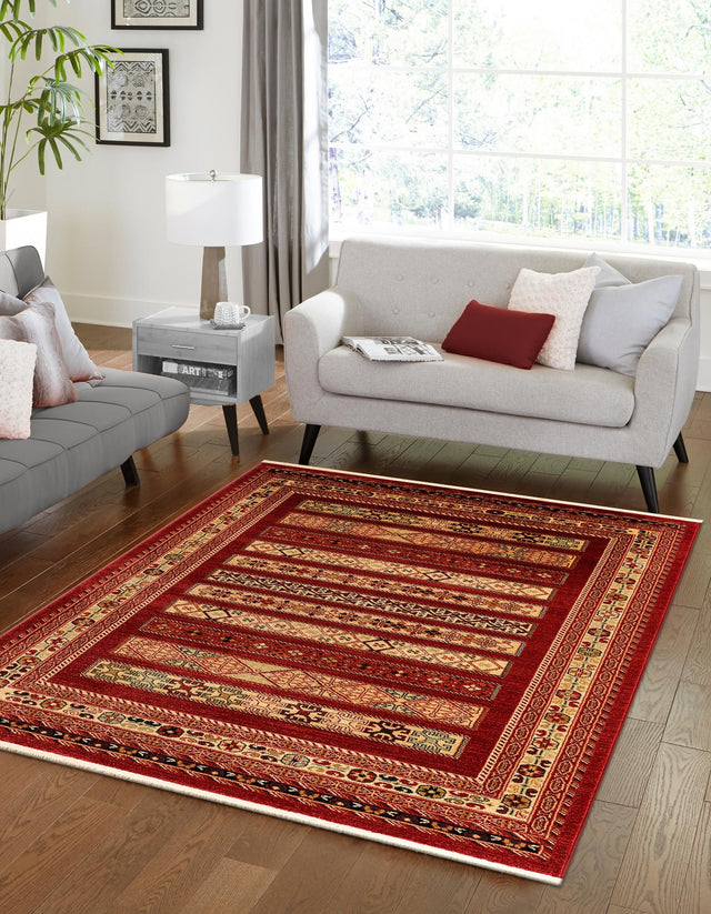 Rust Red 7' 1 x 10' Fars Rectangle Area Rug 100% Polypropylene Unique Traditional Carpet for Classical Living, Dining Room & Office Spaces for Sale at Rug Engine