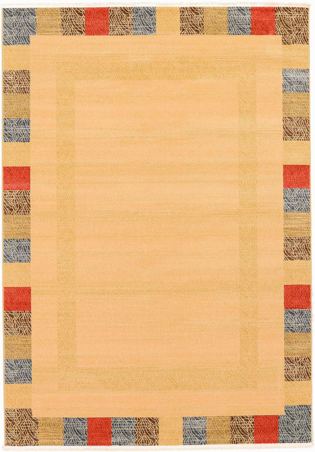 Beige 7' 1 x 10' Fars Rectangle Area Rug 100% Polypropylene Unique Traditional Carpet for Classical Living, Dining Room & Office Spaces for Sale at Rug Engine