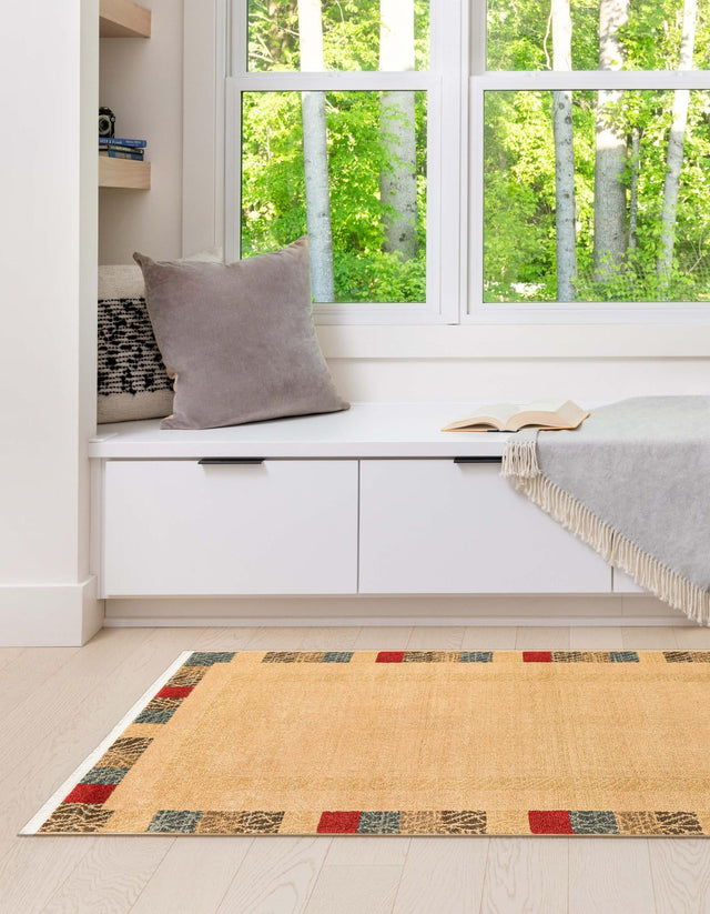 Beige 3' x 10' Fars Runner Area Rug 100% Polypropylene Unique Traditional Carpet for Classical Living, Dining Room & Office Spaces for Sale at Rug Engine