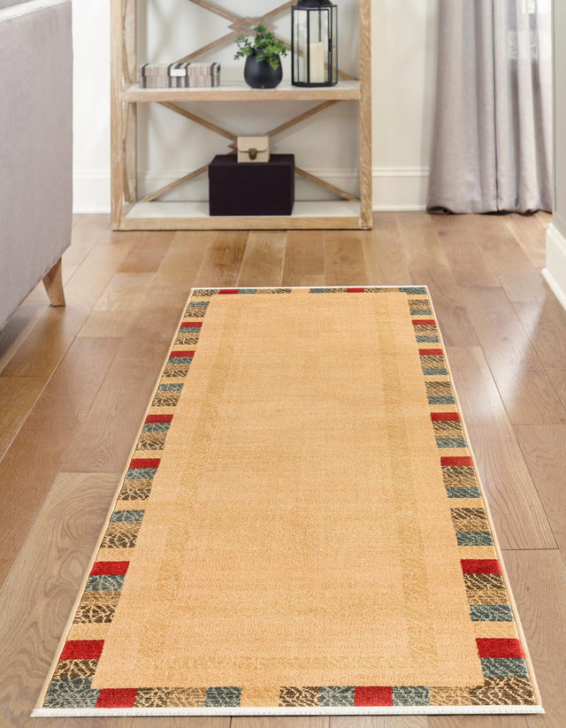 Beige 3' x 10' Fars Runner Area Rug 100% Polypropylene Unique Traditional Carpet for Classical Living, Dining Room & Office Spaces for Sale at Rug Engine