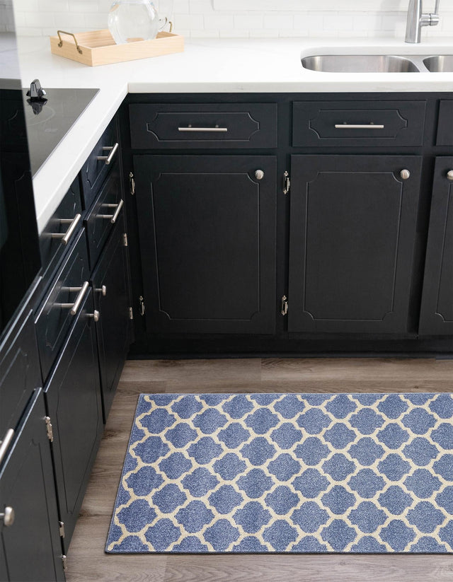 Light Blue 2' x 6' 1 Trellis Runner Area Rug