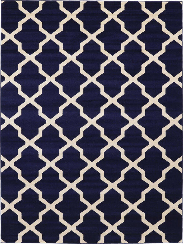 Navy Blue 9' x 12' Trellis Rectangle Area Rug