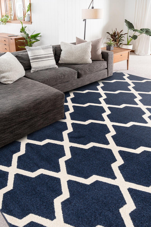 Navy Blue 3' 1 x 5' 3 Trellis Rectangle Area Rug