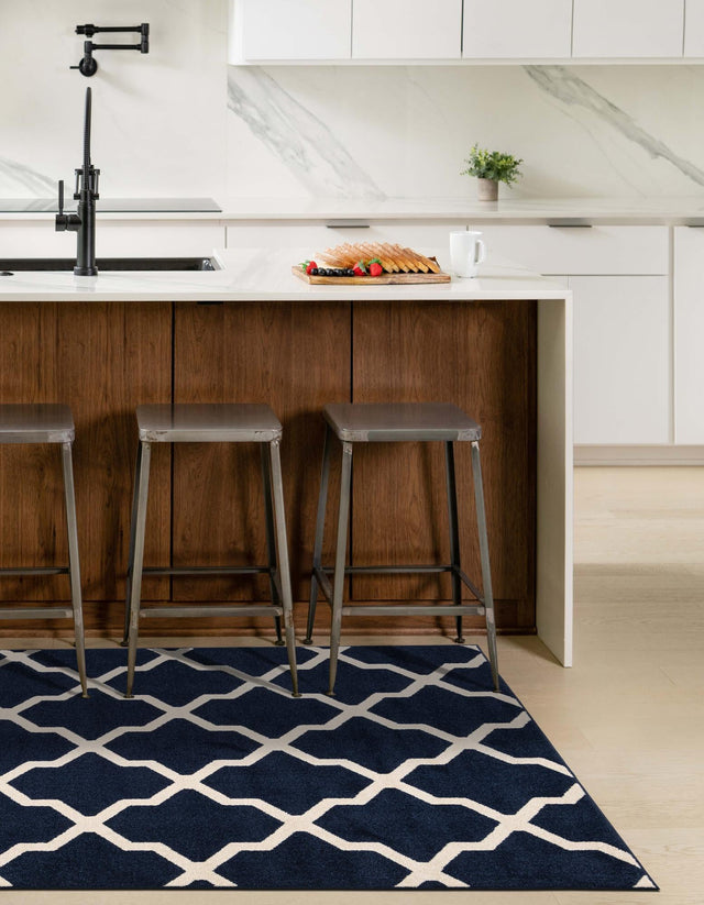Navy Blue 3' 1 x 5' 3 Trellis Rectangle Area Rug