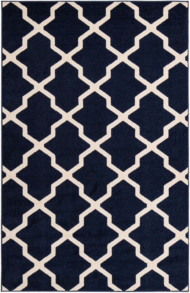 Navy Blue 5' 3 x 8' Trellis Rectangle Area Rug