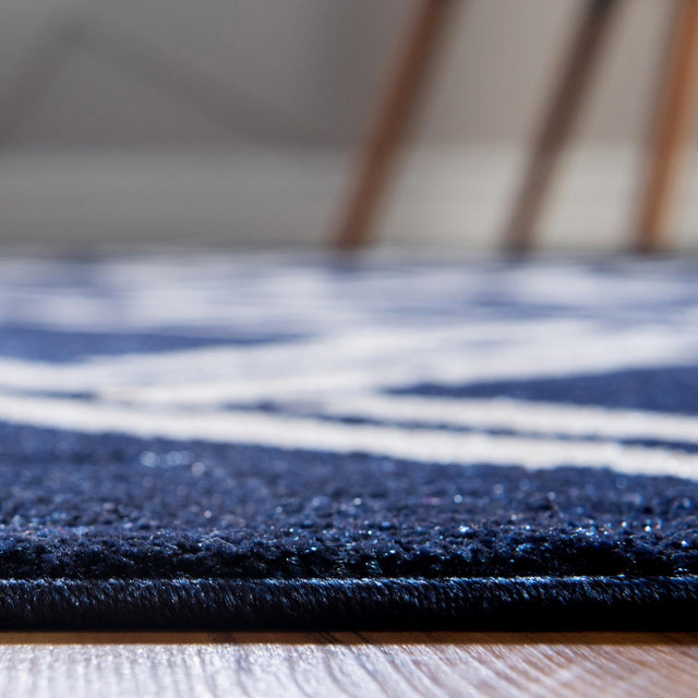 Navy Blue 3' 3 x 3' 3 Trellis Round Area Rug