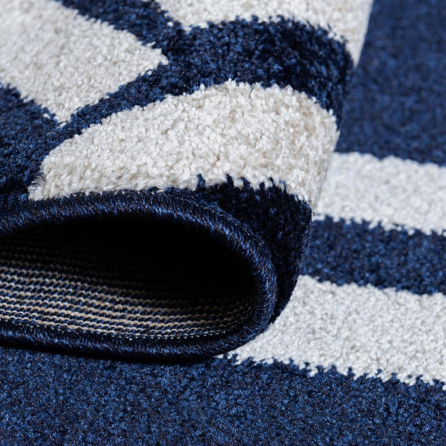 Navy Blue 3' 3 x 3' 3 Trellis Round Area Rug