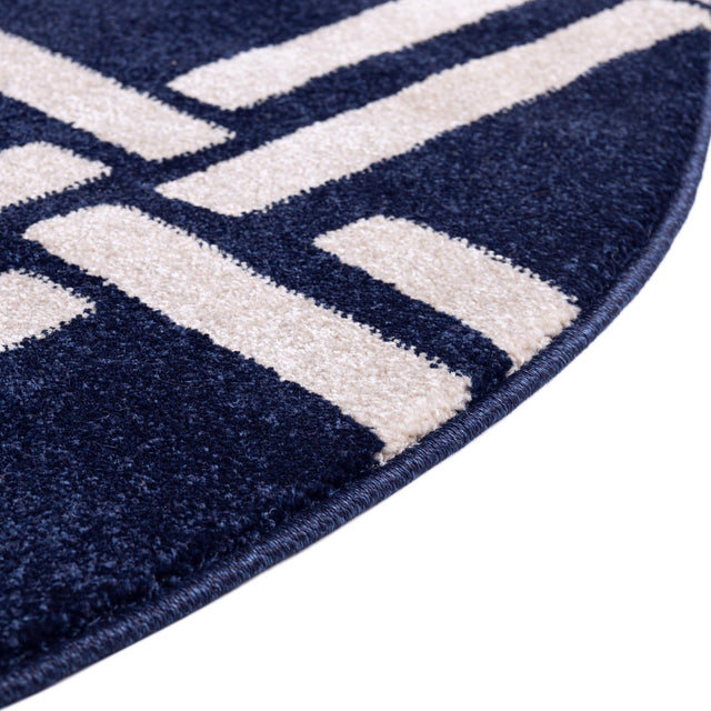 Navy Blue 3' 3 x 3' 3 Trellis Round Area Rug