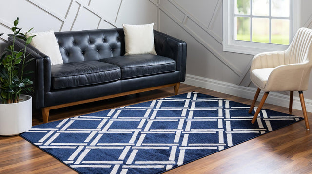 Navy Blue 3' 3 x 5' 3 Trellis Rectangle Area Rug