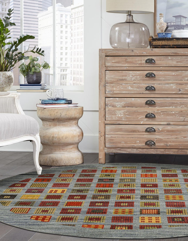 Blue 8' x 8' Fars Round Area Rug 100% Polypropylene Unique Traditional Carpet for Classical Living, Dining Room & Office Spaces for Sale at Rug Engine