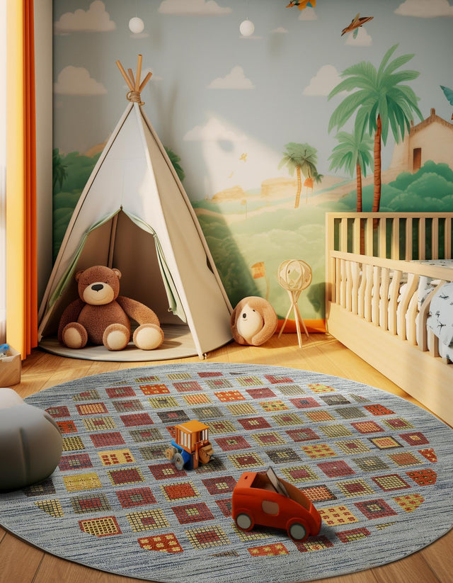 Blue 8' x 8' Fars Round Area Rug 100% Polypropylene Unique Traditional Carpet for Classical Living, Dining Room & Office Spaces for Sale at Rug Engine