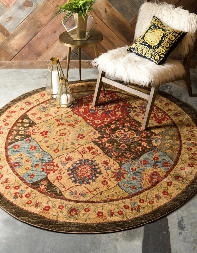 Multicolor 12' 2 x 12' 2 Edinburgh Round Area Rug 100% Polypropylene Easy Clean With Cotton Backing Traditional Classic Design Carpet for Living, Dining Room, Office for Sale at Rug Engine