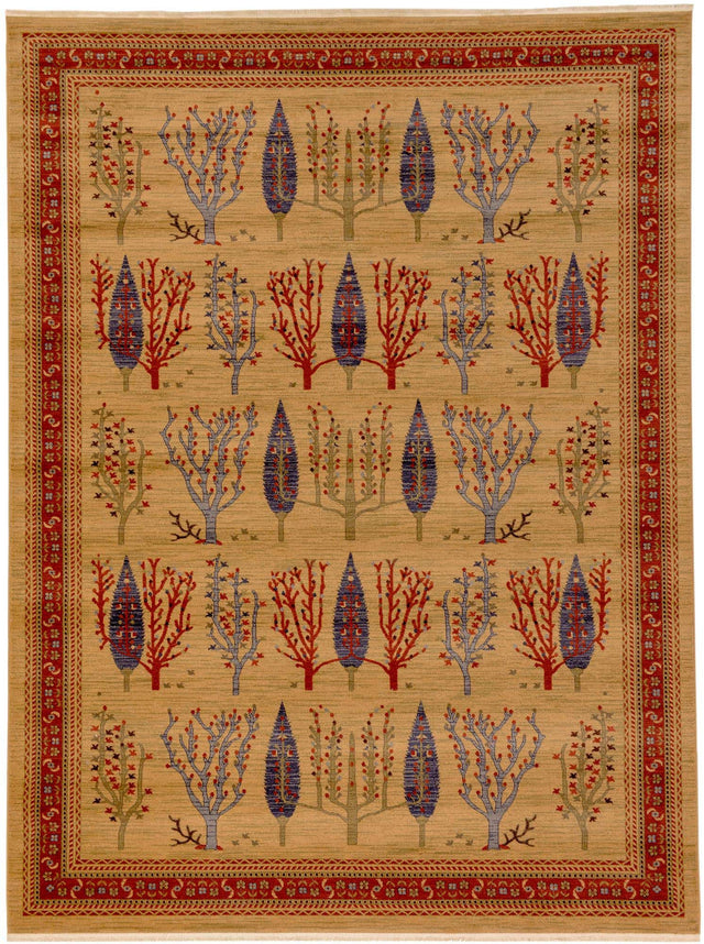 Tan 9' x 12' 2 Fars Rectangle Area Rug 100% Polypropylene Unique Traditional Carpet for Classical Living, Dining Room & Office Spaces for Sale at Rug Engine