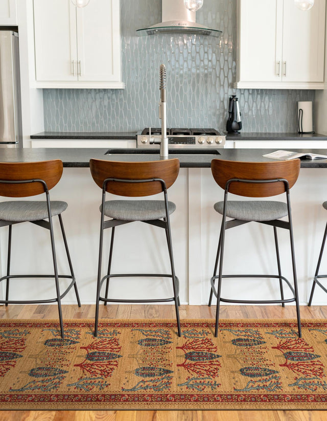 Tan 2' 7 x 10' Fars Runner Area Rug 100% Polypropylene Unique Traditional Carpet for Classical Living, Dining Room & Office Spaces for Sale at Rug Engine