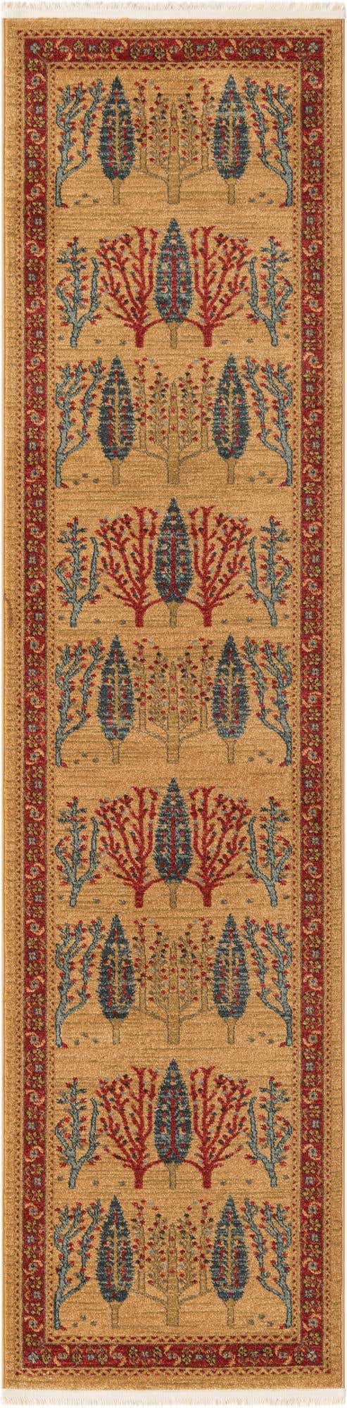 Tan 2' 7 x 10' Fars Runner Area Rug 100% Polypropylene Unique Traditional Carpet for Classical Living, Dining Room & Office Spaces for Sale at Rug Engine