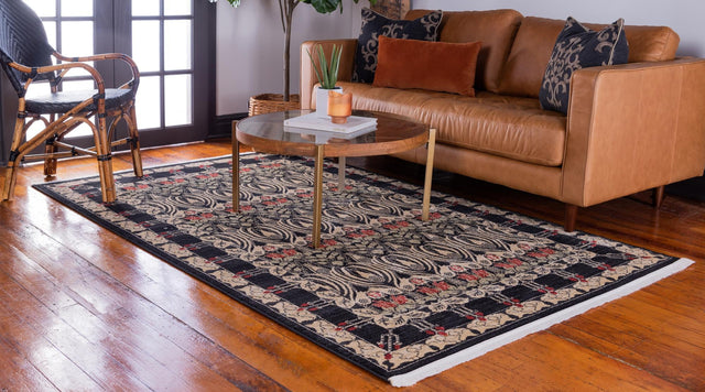 Black 3' 1 x 5' 3 Edinburgh Rectangle Area Rug 100% Polypropylene Easy Clean With Cotton Backing Traditional Classic Design Carpet for Living, Dining Room, Office for Sale at Rug Engine