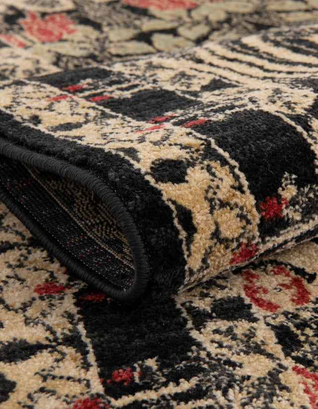 Black 8' x 8' Edinburgh Round Area Rug 100% Polypropylene Easy Clean With Cotton Backing Traditional Classic Design Carpet for Living, Dining Room, Office for Sale at Rug Engine