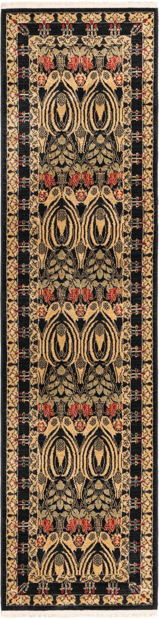 Black 2' 7 x 10' Edinburgh Runner Area Rug 100% Polypropylene Easy Clean With Cotton Backing Traditional Classic Design Carpet for Living, Dining Room, Office for Sale at Rug Engine