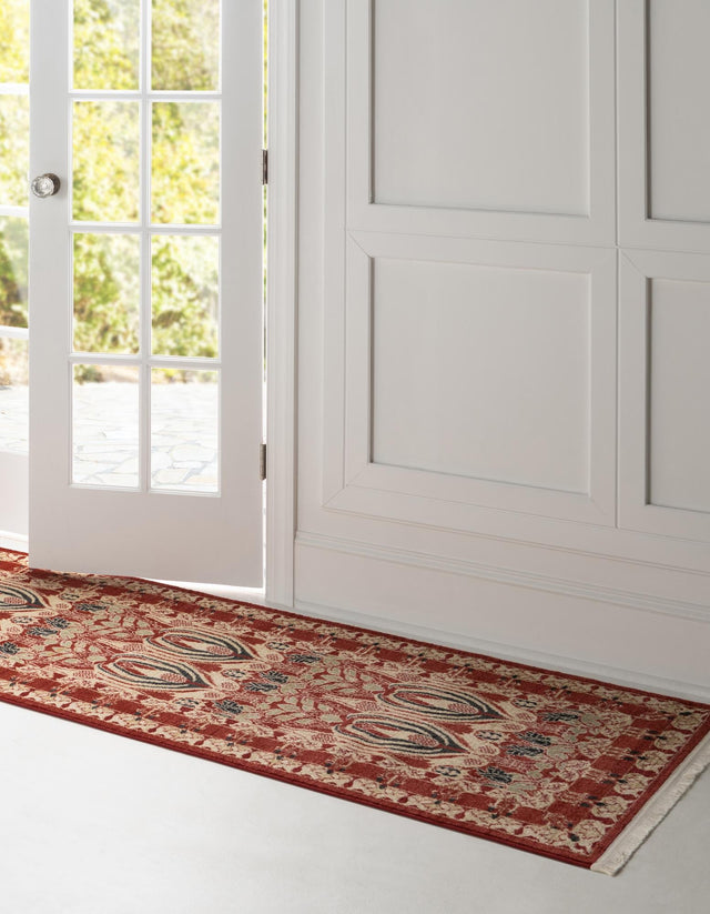 Rust Red 2' 7 x 10' Edinburgh Runner Area Rug 100% Polypropylene Easy Clean With Cotton Backing Traditional Classic Design Carpet for Living, Dining Room, Office for Sale at Rug Engine