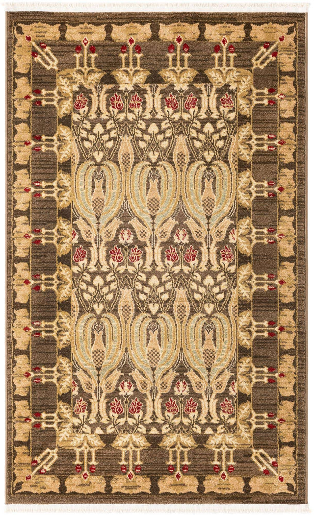 Brown 3' 1 x 5' 3 Edinburgh Rectangle Area Rug 100% Polypropylene Easy Clean With Cotton Backing Traditional Classic Design Carpet for Living, Dining Room, Office for Sale at Rug Engine