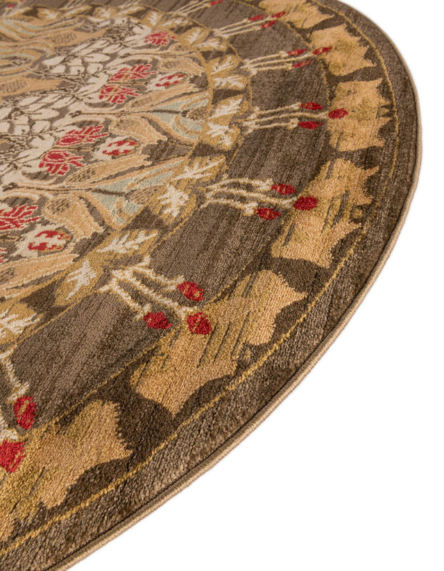 Brown 6' 1 x 6' 1 Edinburgh Round Area Rug 100% Polypropylene Easy Clean With Cotton Backing Traditional Classic Design Carpet for Living, Dining Room, Office for Sale at Rug Engine