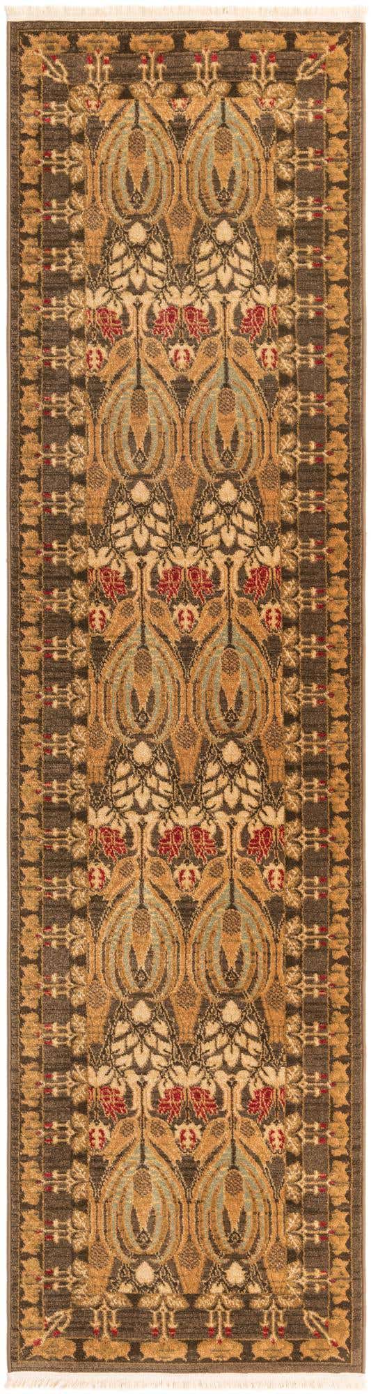 Brown 2' 7 x 10' Edinburgh Runner Area Rug 100% Polypropylene Easy Clean With Cotton Backing Traditional Classic Design Carpet for Living, Dining Room, Office for Sale at Rug Engine
