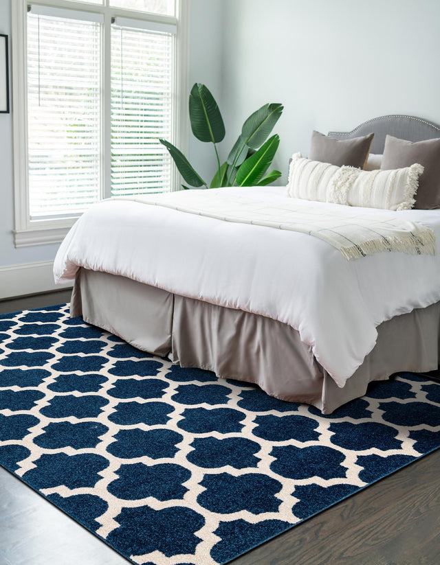 Dark Blue 10' 6 x 16' 5 Trellis Rectangle Area Rug