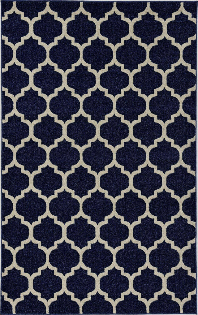 Dark Blue 5' 3 x 8' Trellis Rectangle Area Rug