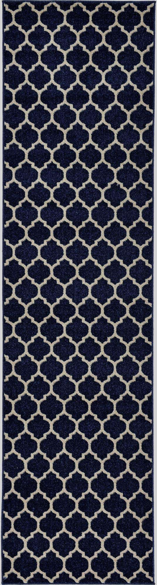 Dark Blue 2' 7 x 10' Trellis Runner Area Rug