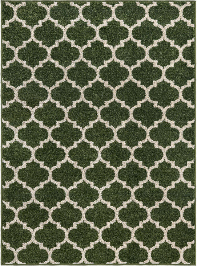 Dark Green 9' x 12' Trellis Rectangle Area Rug
